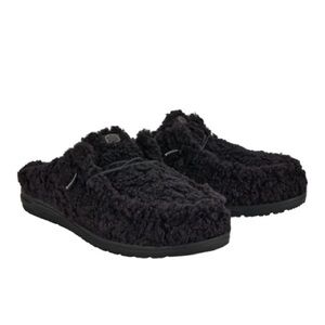 Plush Black Fleece Slippers